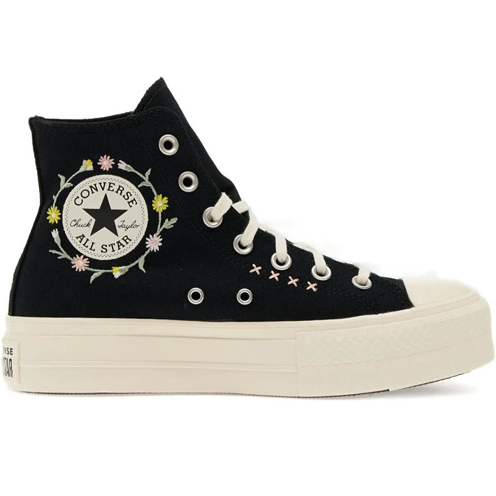 Womens 6 CONVERSE Chuck Taylor All Star Lift Floral Black Platform A15007C NEW - Picture 8 of 13